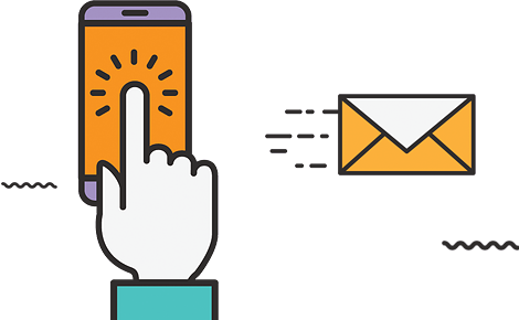 A hand is pointing at an envelope on a phone.